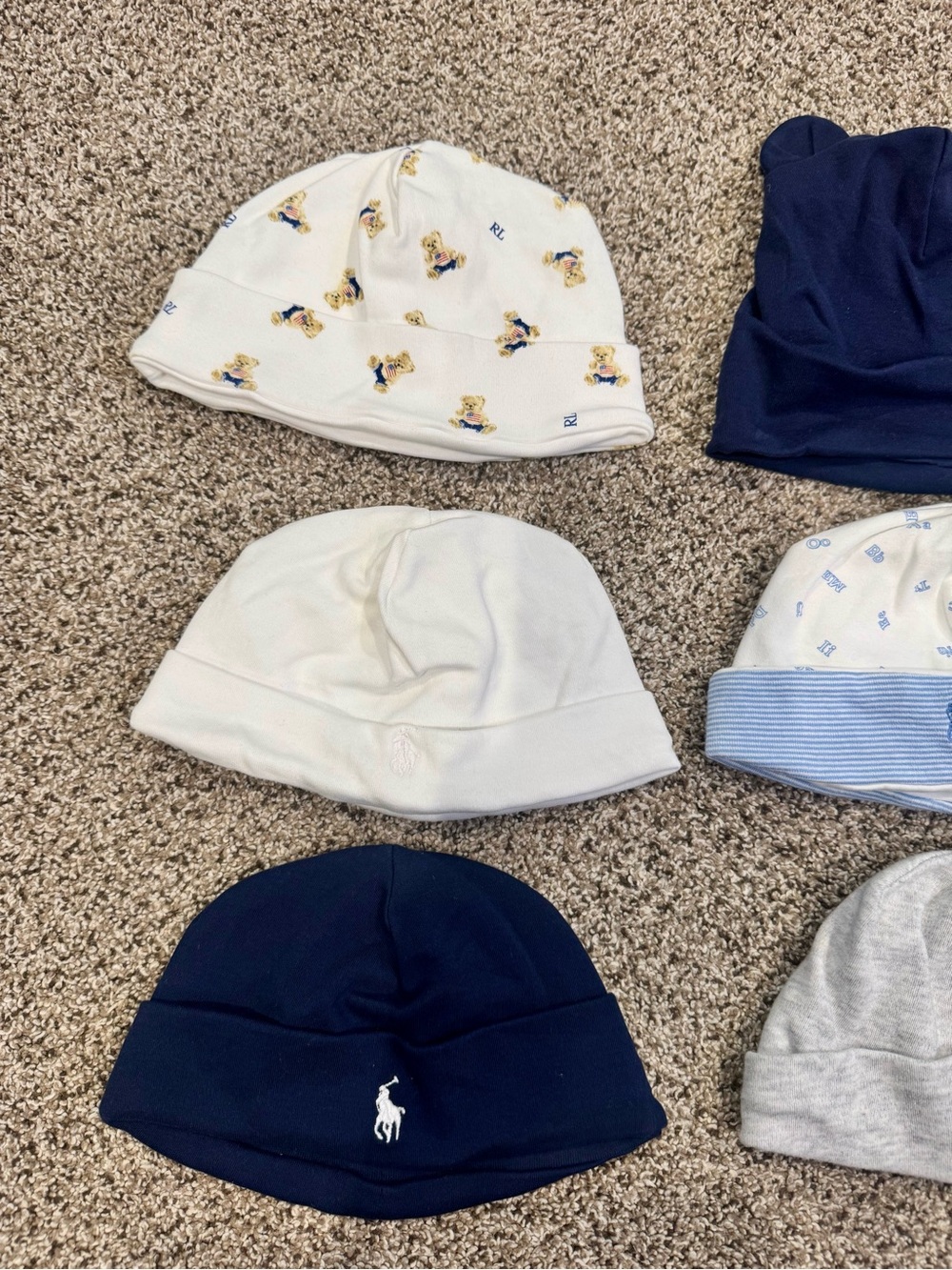 Ralph Lauren Baby Beanie Set - Navy, White, Gray, Light Blue - Picture 3 of 3